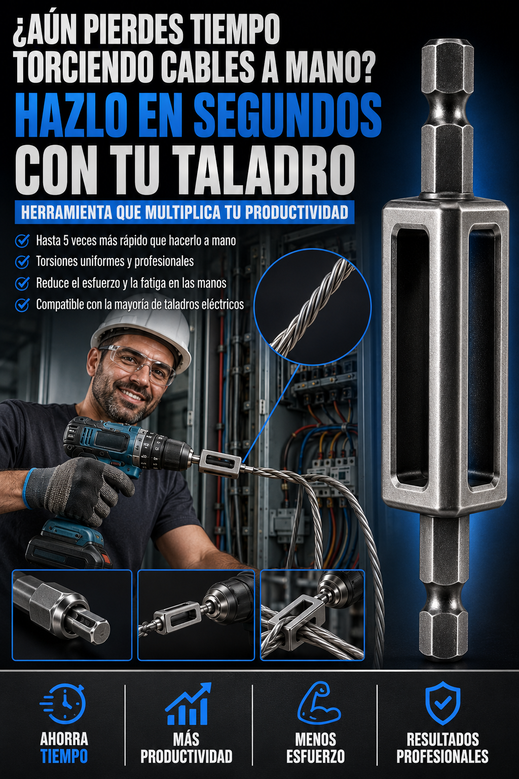 Deja de Torcer Cables a Mano | Herramienta para Taladro que Multiplica tu Productividad