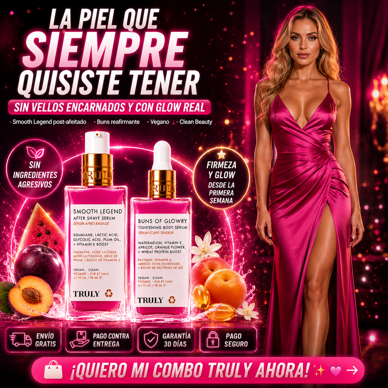 Combo Truly Smooth + Buns Of Glowry | Piel Suave, Firme y Luminosamente Hidratada
