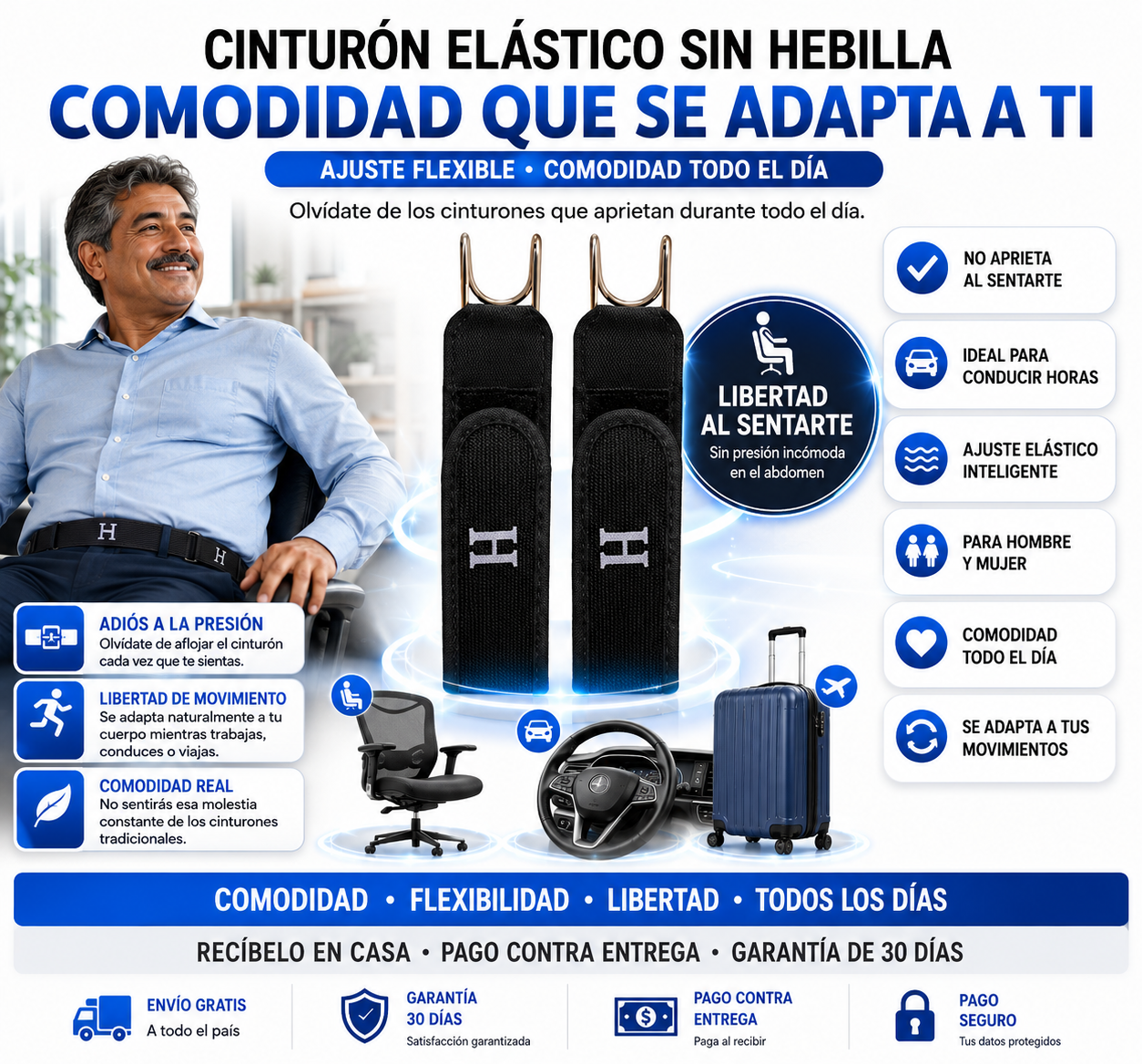Cinturón Elástico Sin Hebilla para Hombre y Mujer – Comodidad Total Durante Todo el Día