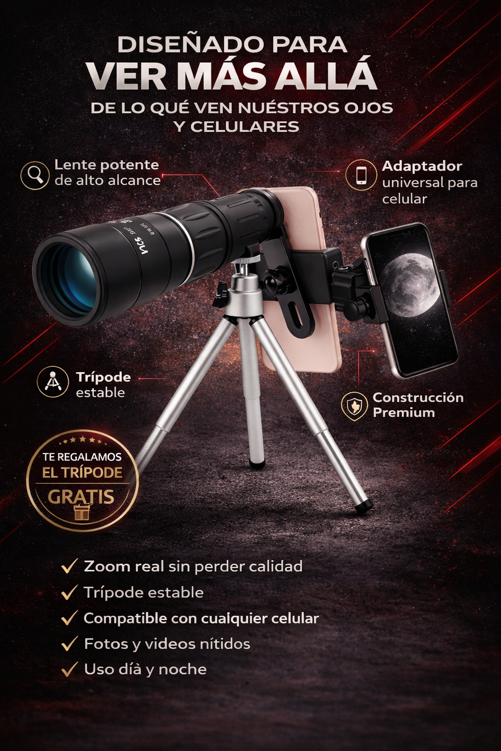 Telescopio para celular | Alcance de 60m de distancia 🌖
