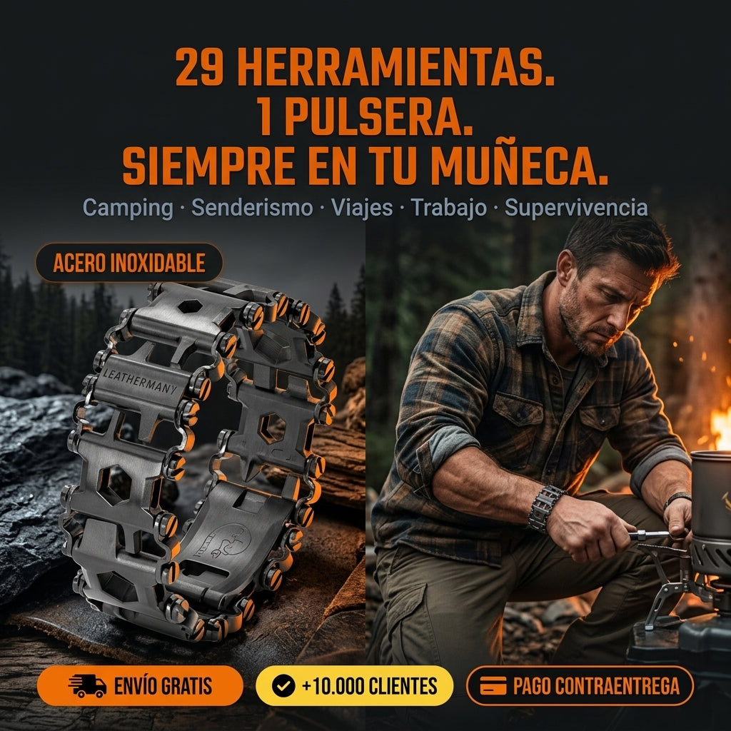 Pulsera Multiherramienta 29 en 1 de Acero Inoxidable: Kit de Supervivencia Portable y Resistente para Hombres
