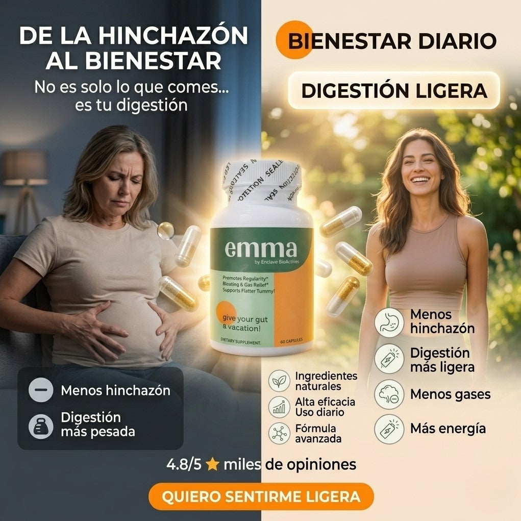 Emma Suplemento Digestivo – Reduce la hinchazón y mejora tu digestión naturalmente