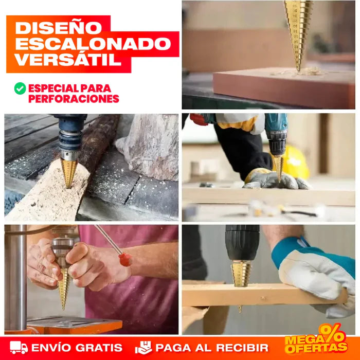 SET DE 3 BROCAS  ESCALONADAS DE TITANIO
