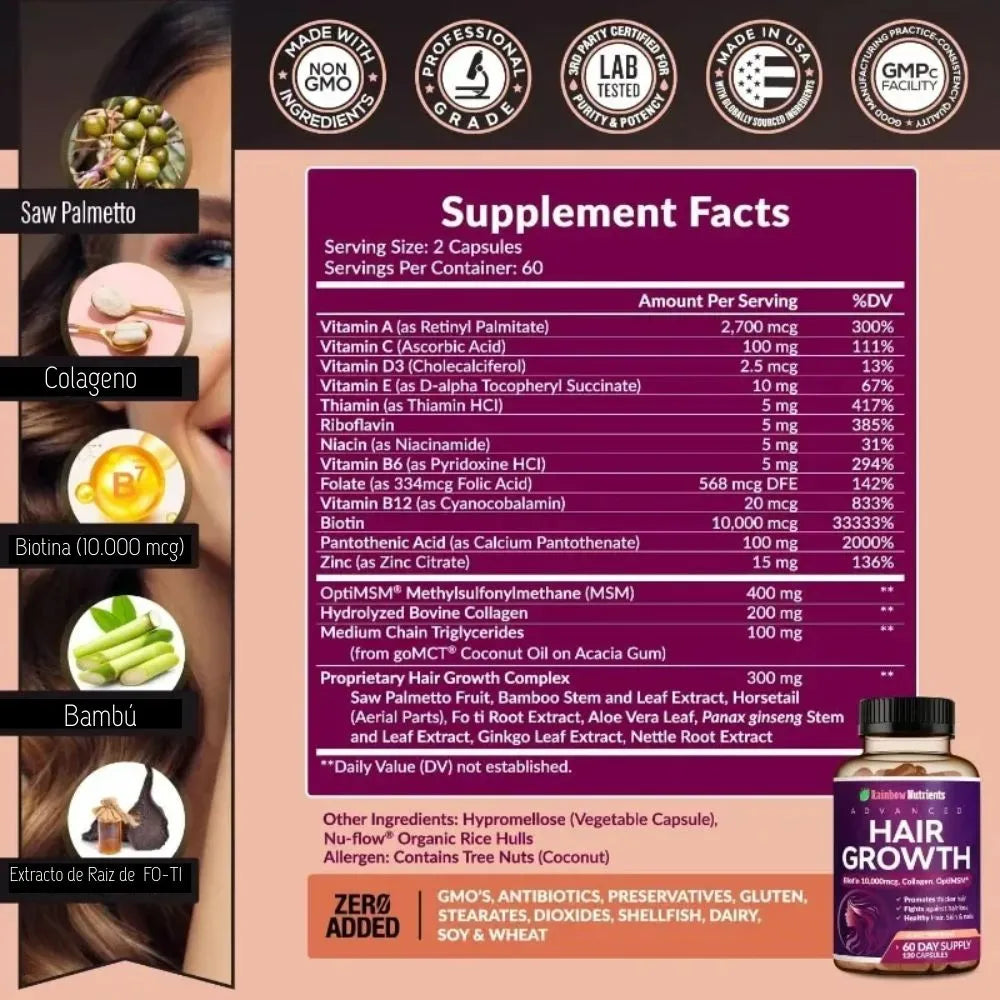 ¡Recupera tu cabello en 60 días con Hair Growth Advanced Formula!