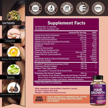 ¡Recupera tu cabello en 60 días con Hair Growth Advanced Formula!