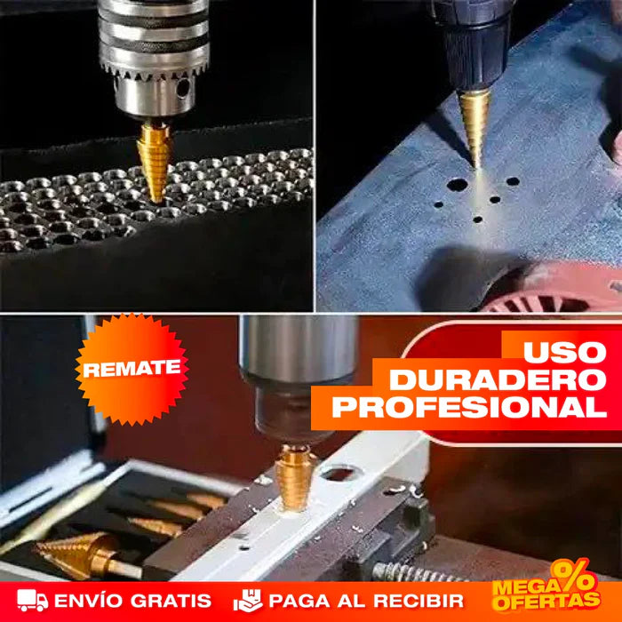 SET DE 3 BROCAS  ESCALONADAS DE TITANIO