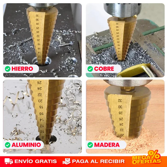 SET DE 3 BROCAS  ESCALONADAS DE TITANIO
