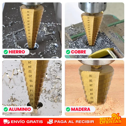 SET DE 3 BROCAS  ESCALONADAS DE TITANIO