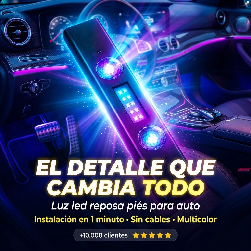 Luz LED Reposapiés para Auto – Transforma tu carro en 1 minuto, sin cables y efecto premium