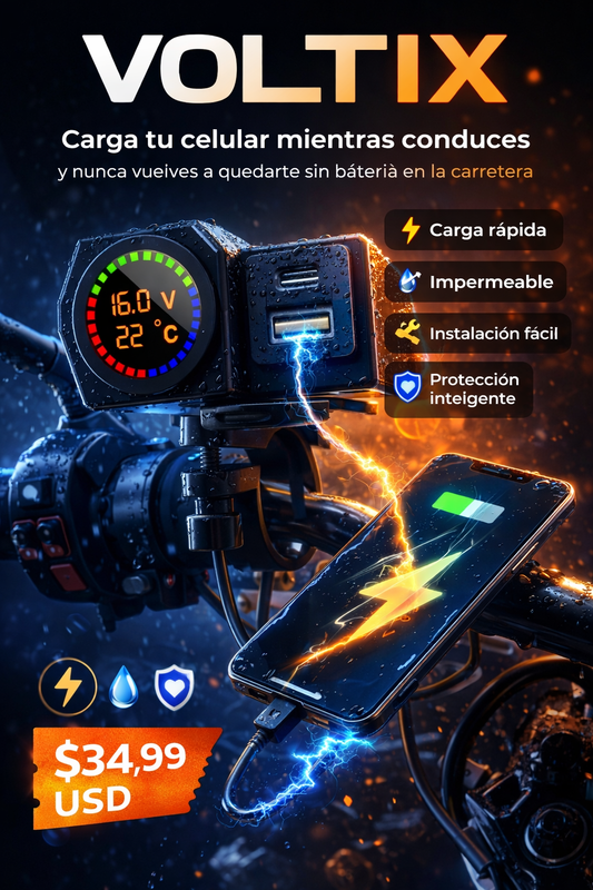 VOLTIX -Carga tu Celular En la Moto En 20 Minutos y nunca vuelvas a quedarte sin GPS