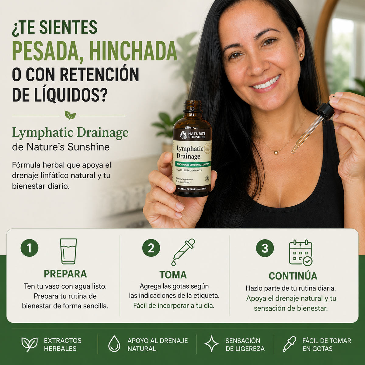 ¿TERMINAS EL DÍA HINCHADA Y PESADA? PRUEBA ESTAS GOTAS🌿