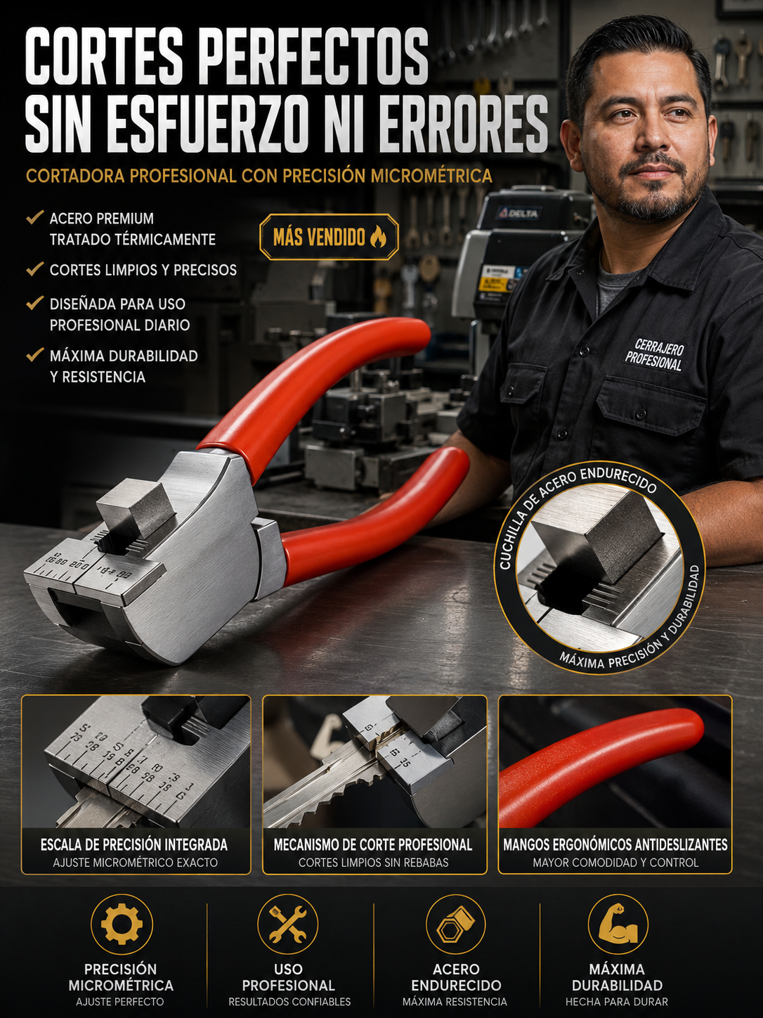Herramienta Profesional para Cortar Llaves con Máxima Precisión y Durabilidad