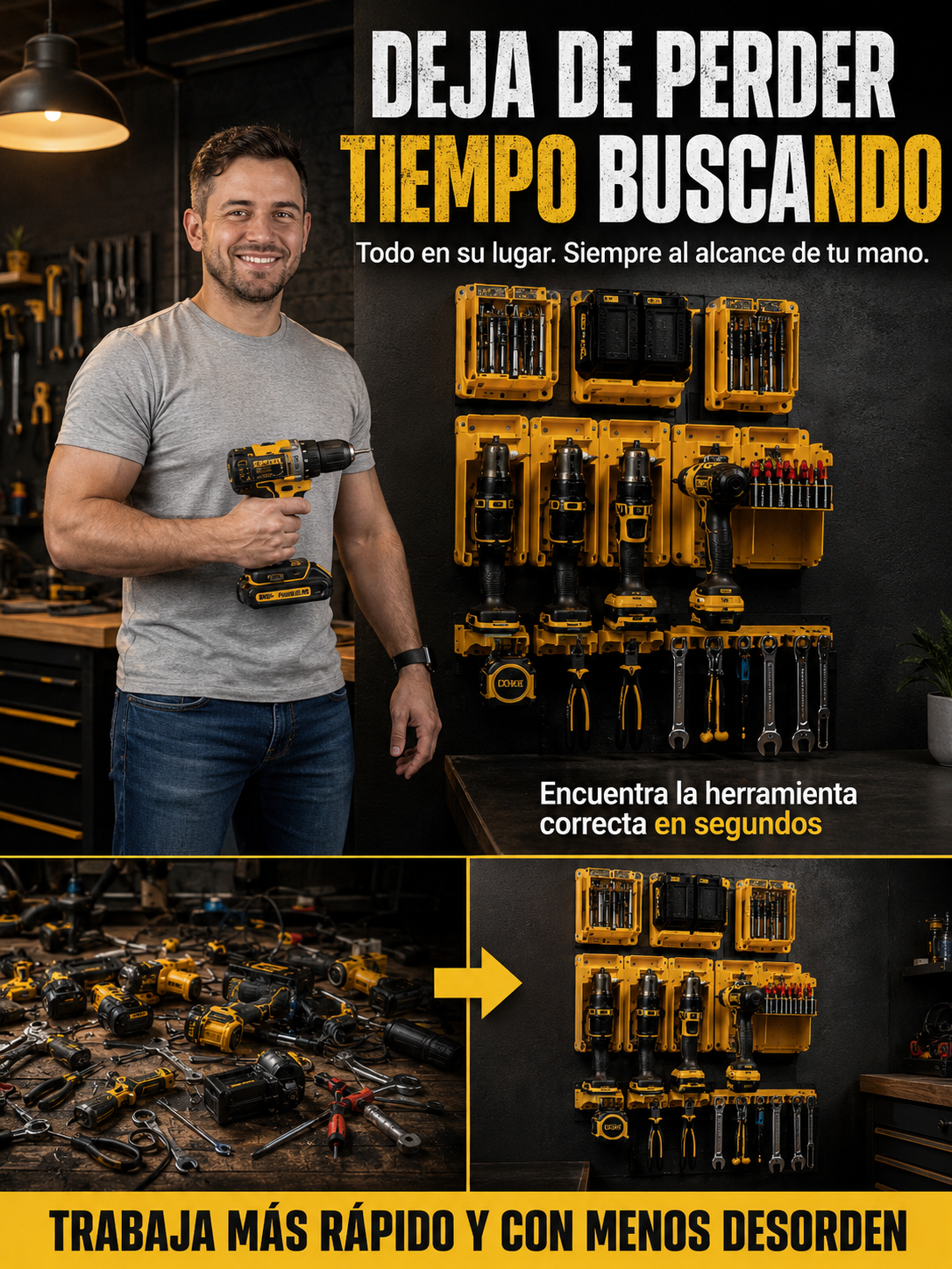 ¿Taller desordenado? Organizador de Taladros: la solución definitiva