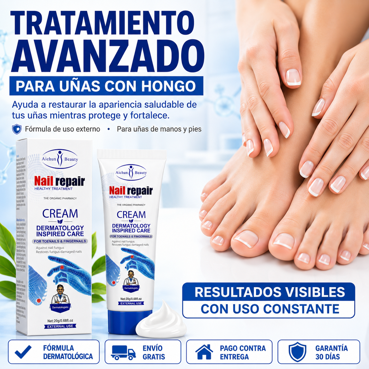 Crema Reparadora de Uñas Aichun | Elimina el Hongo y Restaura Uñas Dañadas