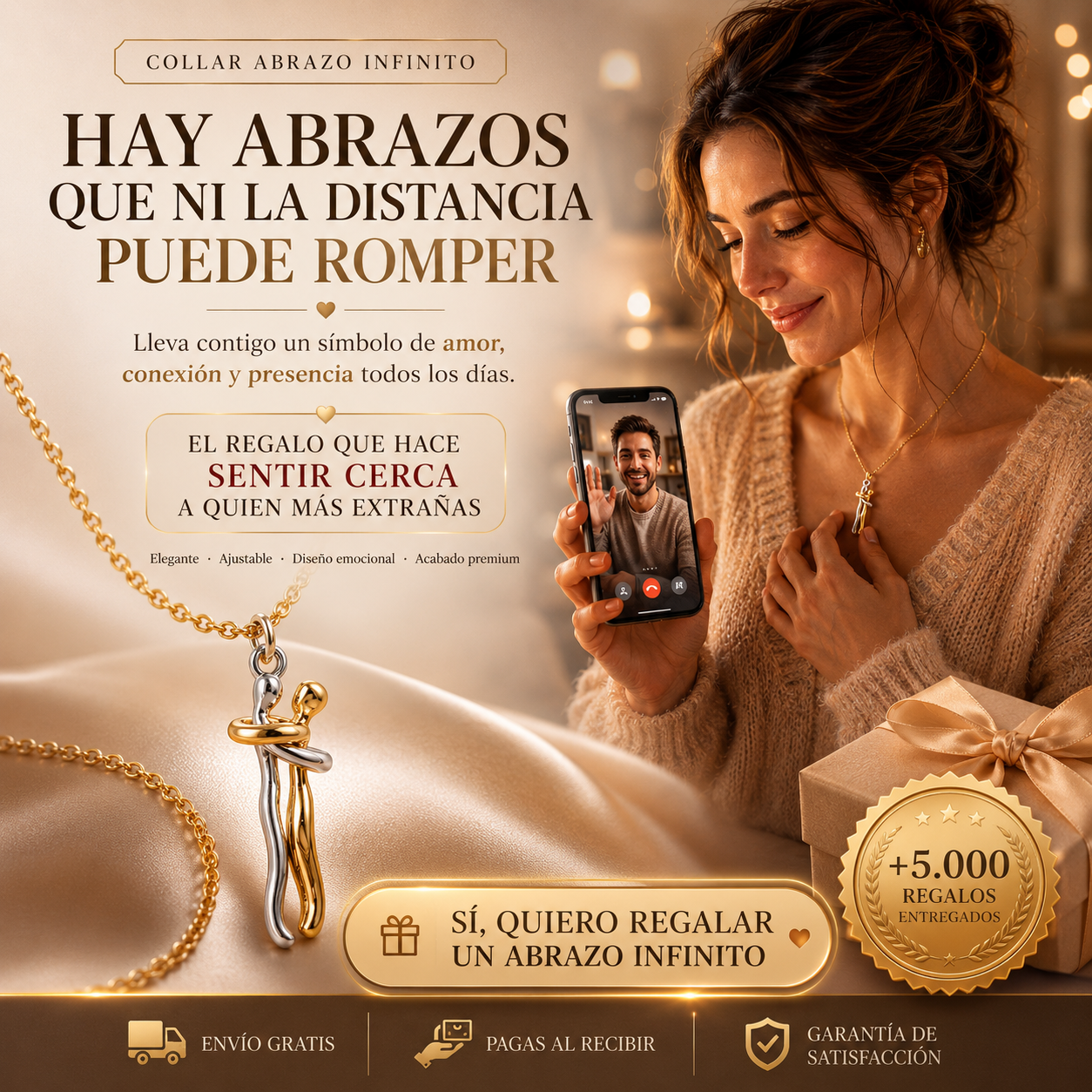 Collar Abrazo Infinito para Parejas y Amigos – Un Símbolo de Amor que Vence la Distancia