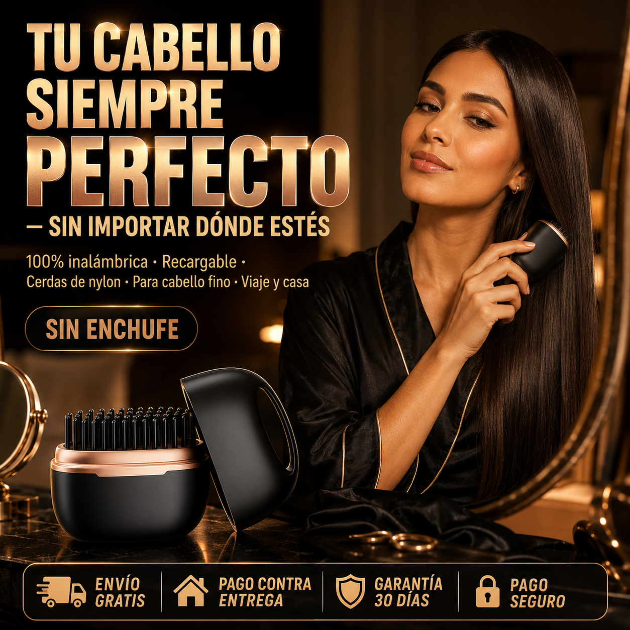 Mini Plancha Inalámbrica Portátil | Cabello Liso y Brillante en Segundos — Sin Enchufe