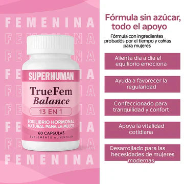 TrueFem – Cápsulas de Equilibrio Hormonal y Bienestar Femenino (60 Cápsulas)