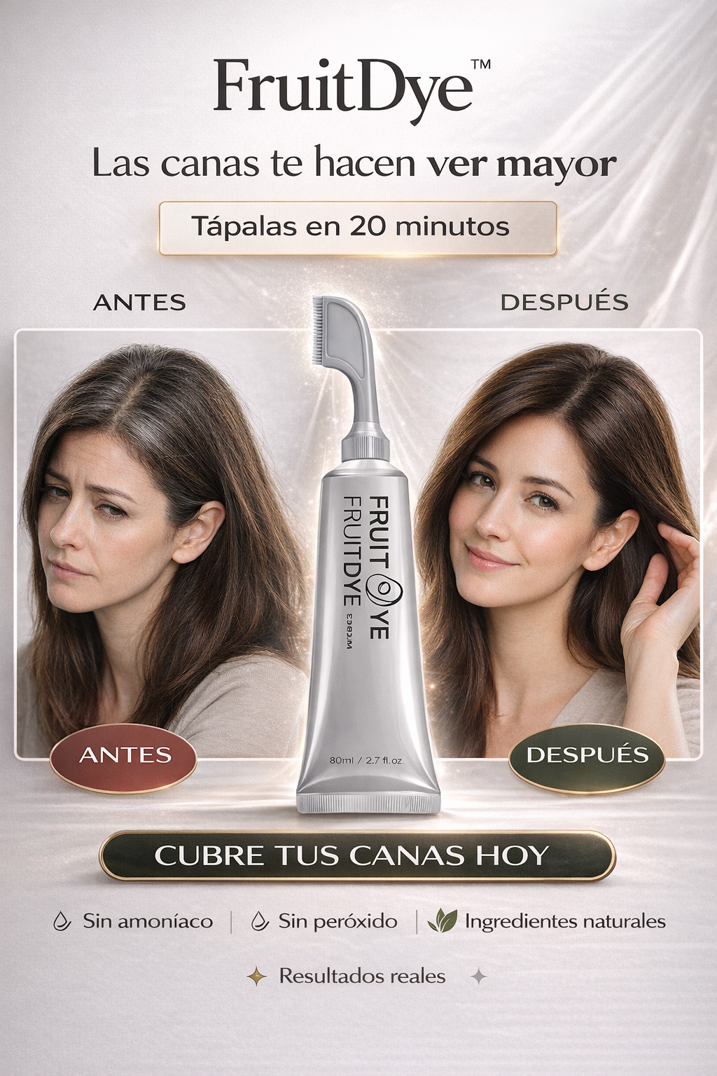 FruitDye™ – Cubre Canas en 20 Minutos SIN DAÑAR Tu Cabello