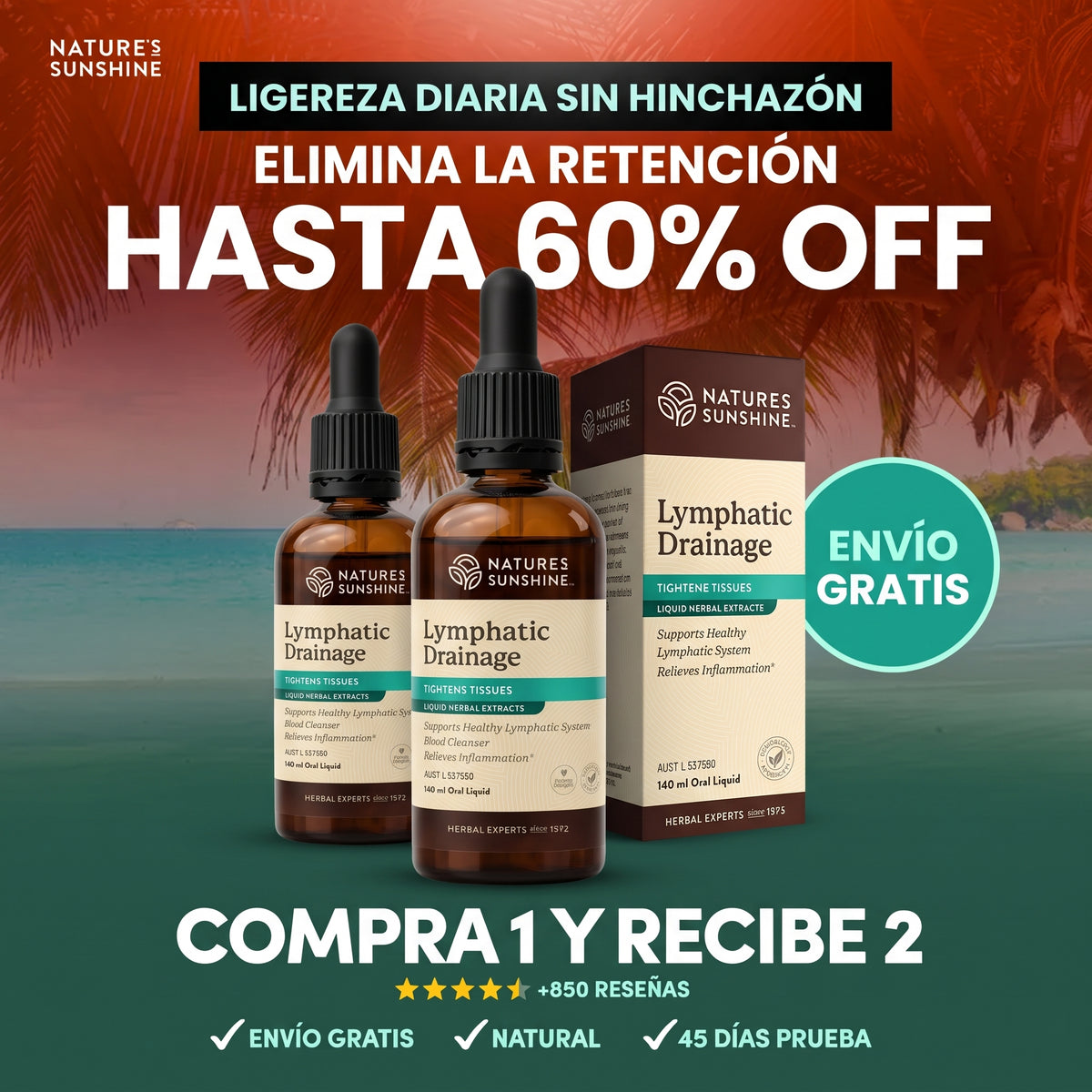 🌿 ¡LLEVA 2 FRASCOS DE DRENAJE LINFÁTICO 2x1!