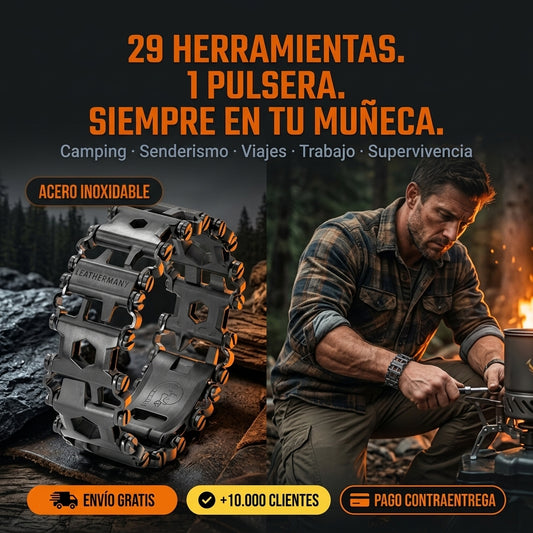 Pulsera Multiherramienta 29 en 1 de Acero Inoxidable: Kit de Supervivencia Portable y Resistente para Hombres