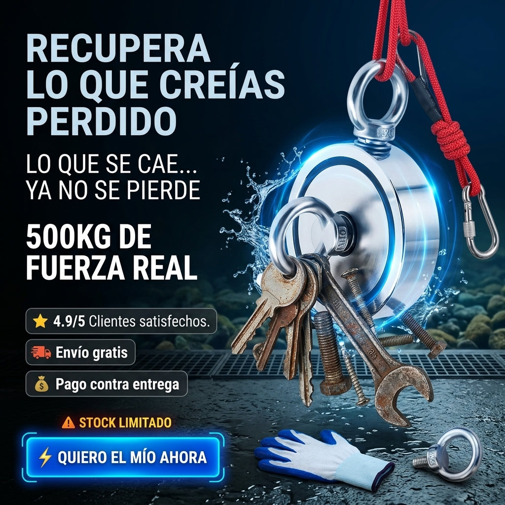 Imán de Pesca - con Cuerda y Kit Completo – Recupera Objetos Perdidos Fácil y Rápido