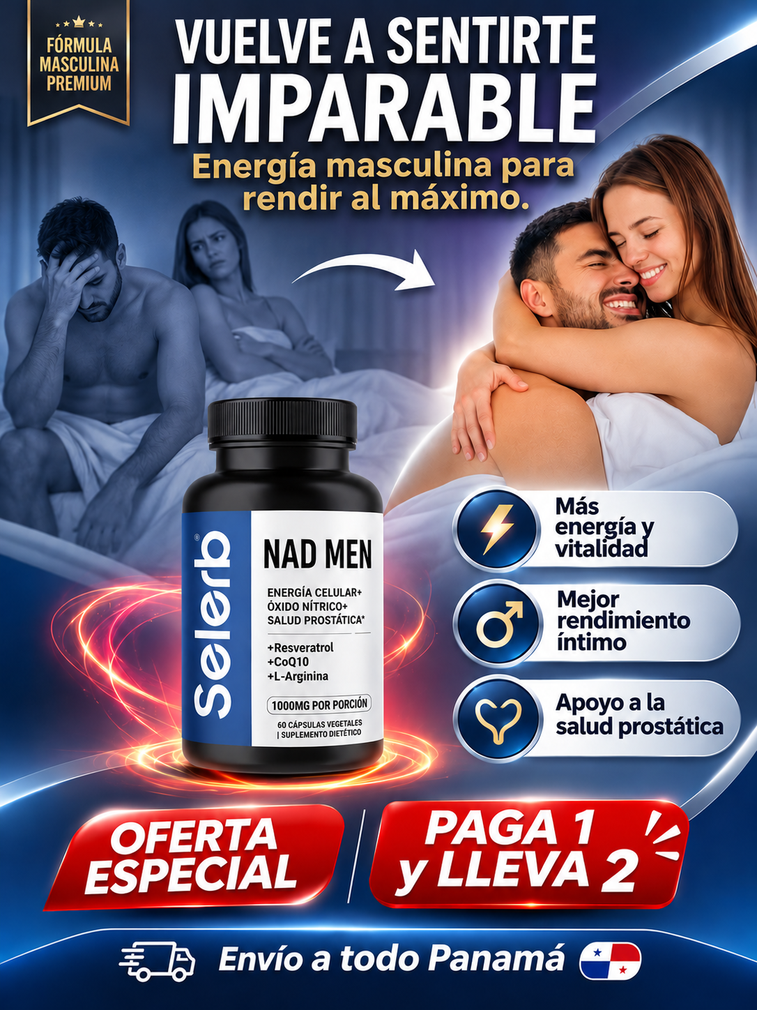Selerb NAD+ Men's Complex: Detén el envejecimiento, recupera tu energía y potencia tu virilidad ahora ⚡