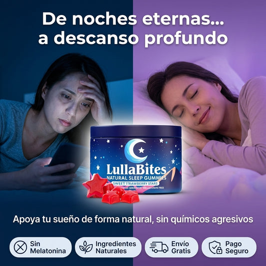 LullaBites Gummies para Dormir Natural – Descansa Profundo, Despierta con Energía Sin Melatonina