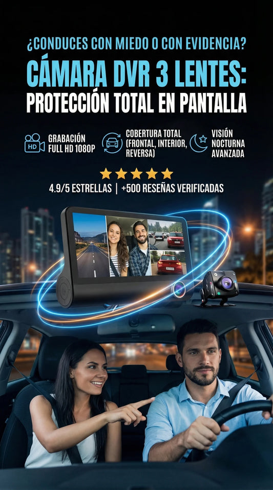 🚨 Camara DVR 3 EN 1– Protección Total Contra Robos y Choques desde el Primer segundo